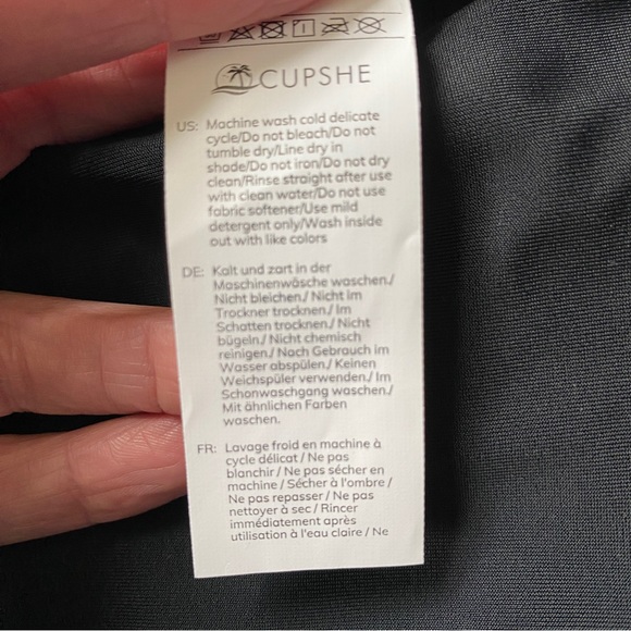 Cupshe large black high neck tummy control swimsuit bathing suit lace up back - Picture 16 of 16